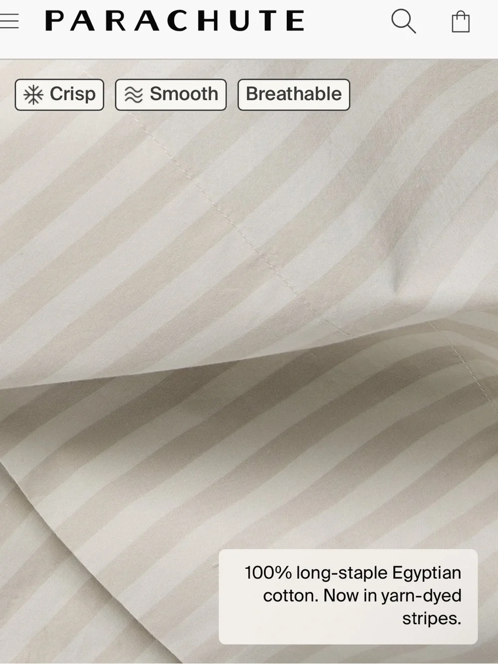 Parachute Percale Top Sheet (flat sheet) COLOR: BONE STRIPE NWOT flat sheet only